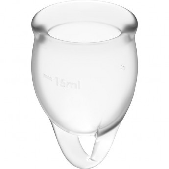 Набор менструальных чаш, 2шт SATISFYER FEEL CONFIDENT MENSTRUAL CUP TRANSPARENT